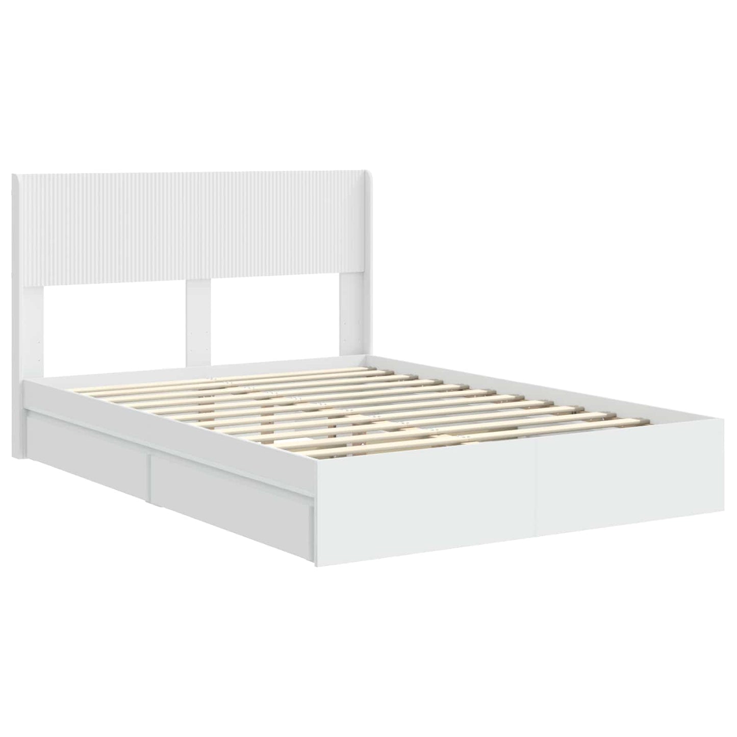 Bed Frame with Storage and Headboard White 140 x 200 cm