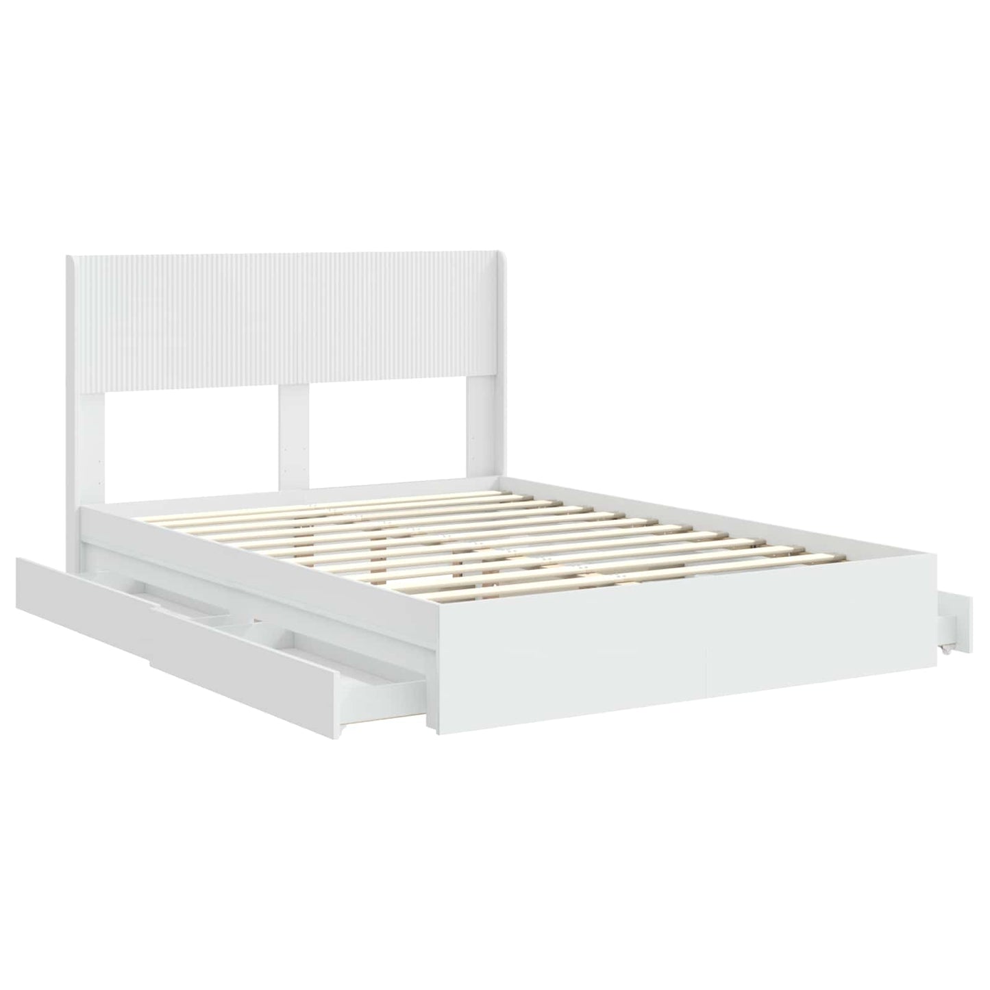 Bed Frame with Storage and Headboard White 140 x 200 cm