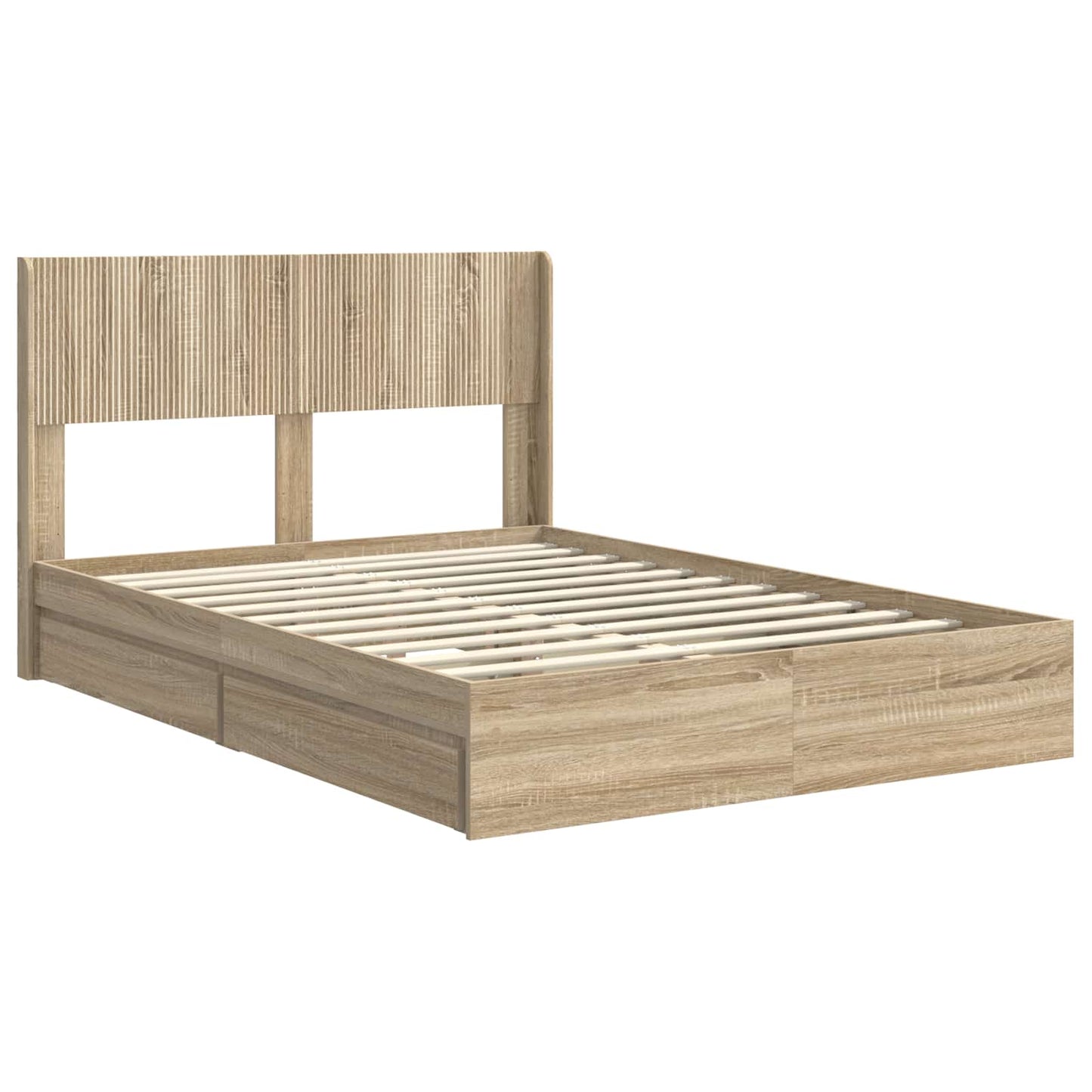 Bed Frame with Storage and Headboard Sonoma Oak 140 x 200 cm