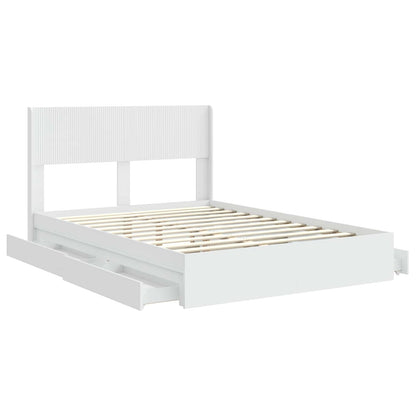 Bed Frame with Storage and Headboard White 140 x 190 cm