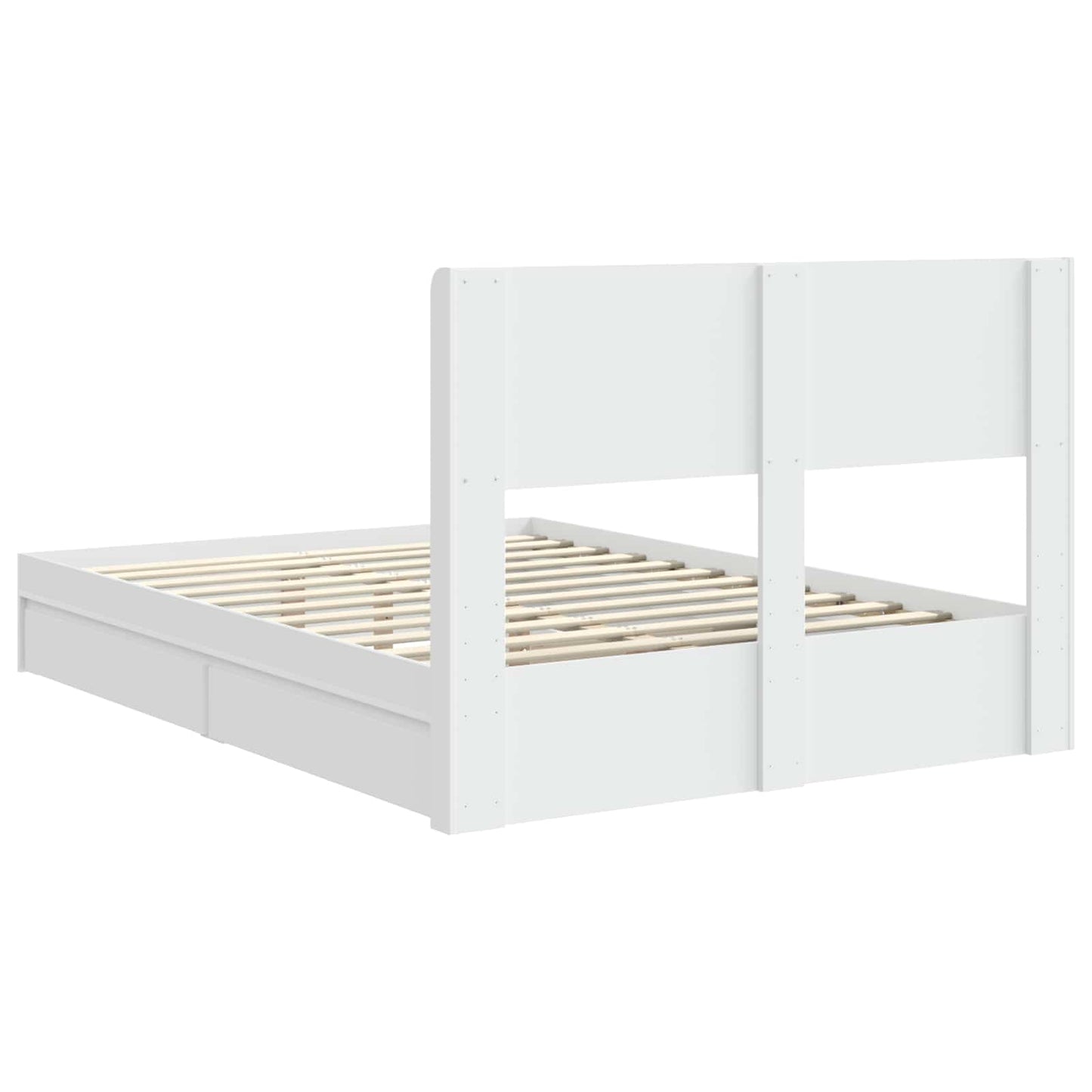 Bed Frame with Storage and Headboard White 140 x 190 cm