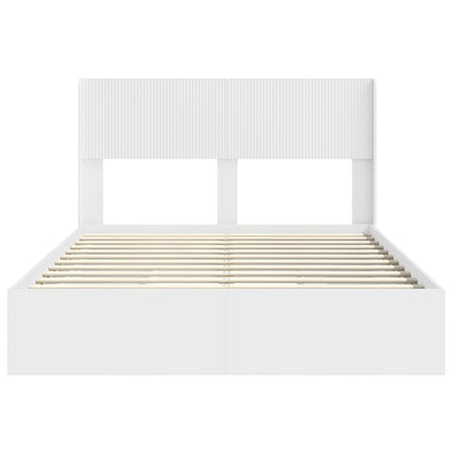 Bed Frame with Storage and Headboard White 140 x 190 cm