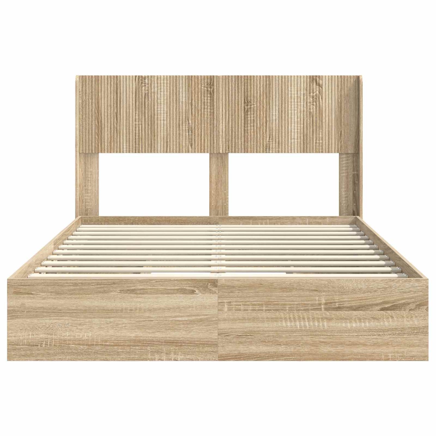 Bed Frame with Storage and Headboard Sonoma Oak 140 x 190 cm