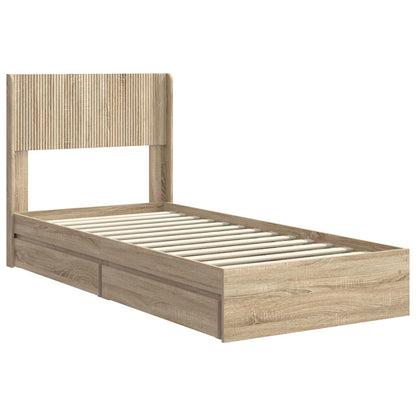 Bed Frame with Storage and Headboard Sonoma Oak 100 x 200 cm