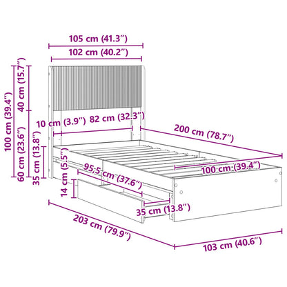 Bed Frame with Storage and Headboard Sonoma Oak 100 x 200 cm