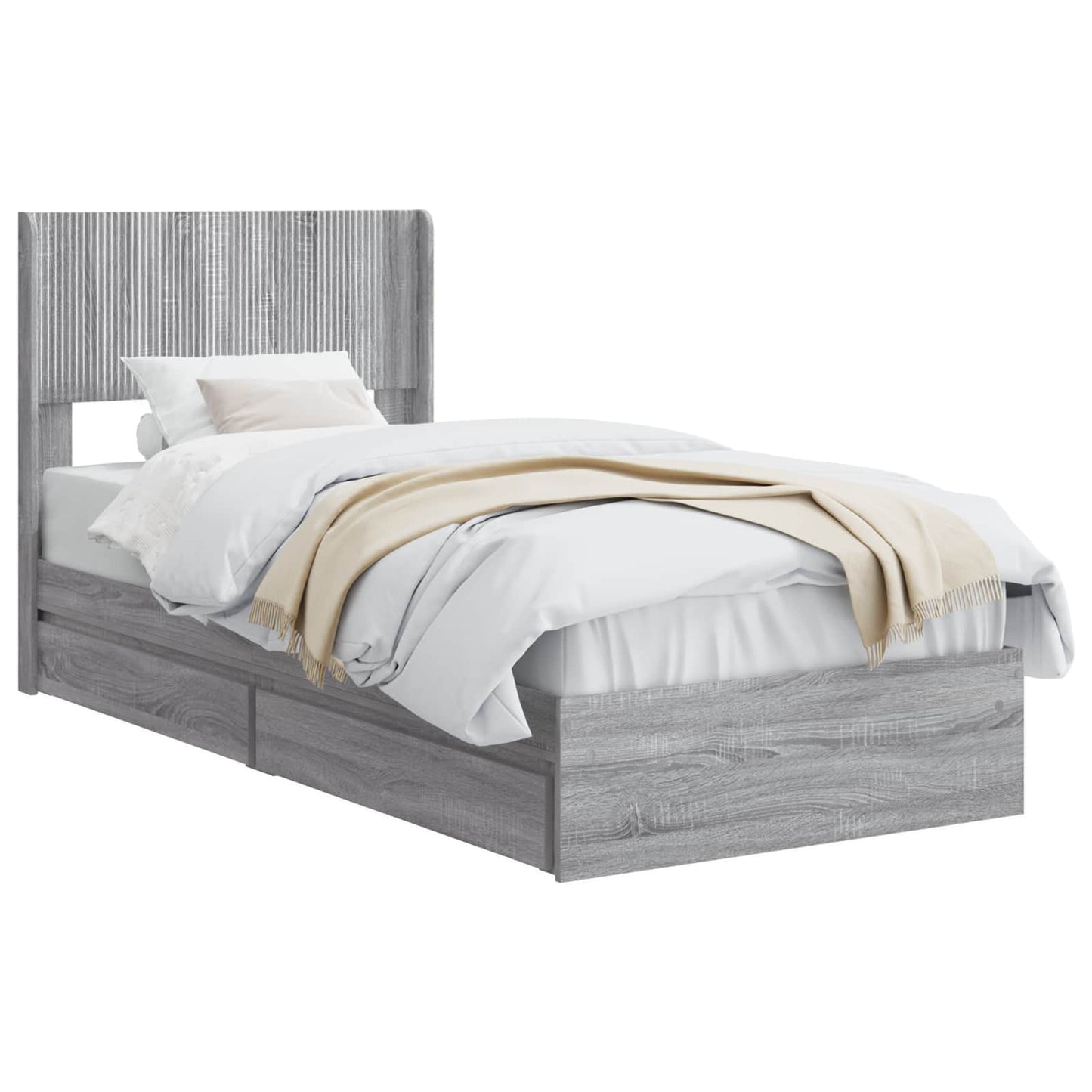 Bed Frame with Storage and Headboard Grey Sonoma 100 x 200 cm