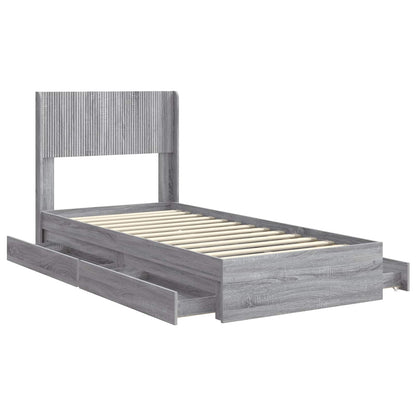 Bed Frame with Storage and Headboard Grey Sonoma 100 x 200 cm