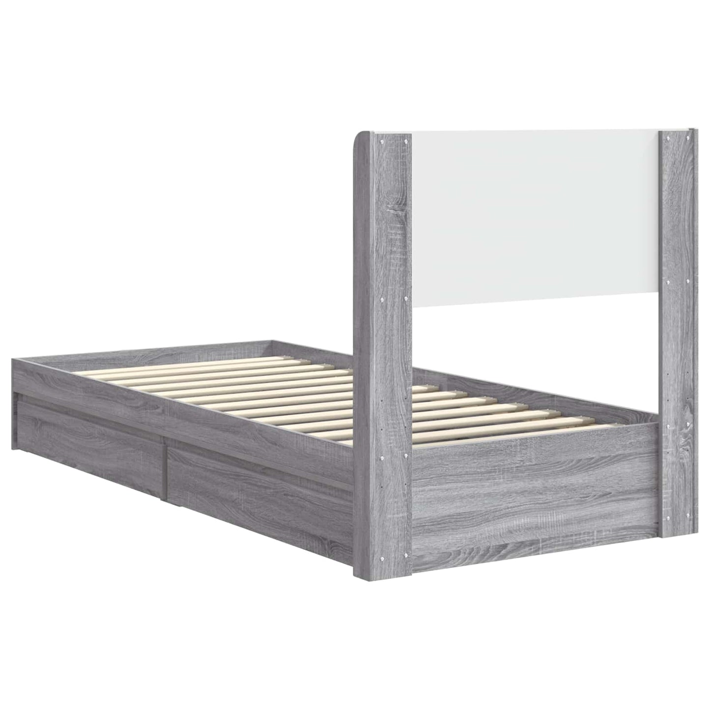 Bed Frame with Storage and Headboard Grey Sonoma 100 x 200 cm