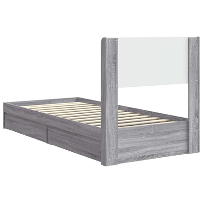 Bed Frame with Storage and Headboard Grey Sonoma 100 x 200 cm
