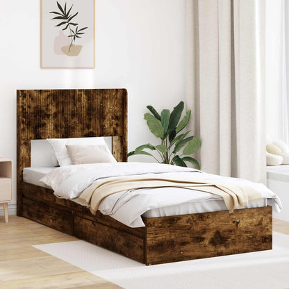 Bed Frame with Storage and Headboard 2 pcs Engineered Wood