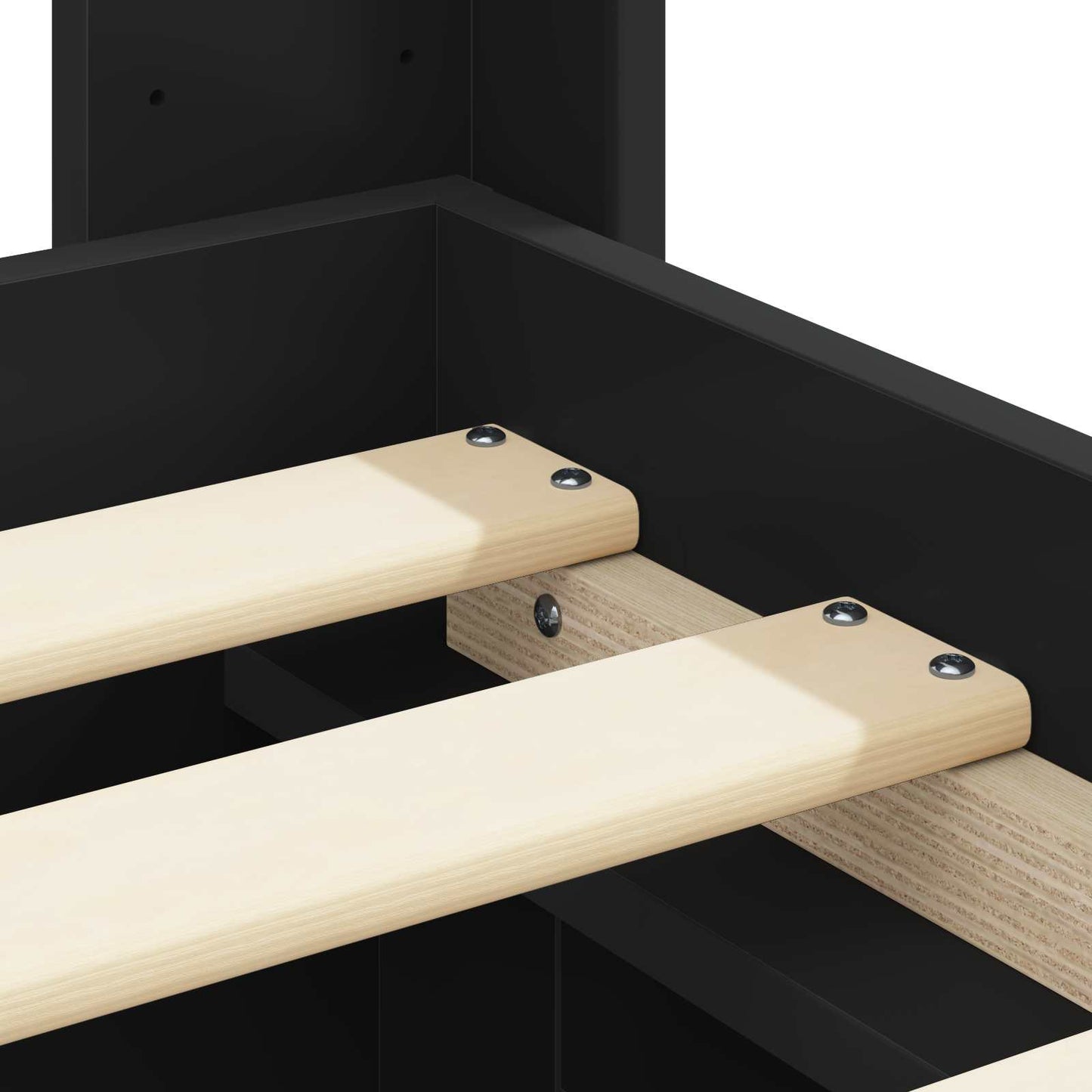 Bed Frame with Storage and Headboard Black 90 x 190 cm