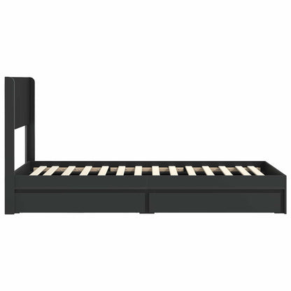 Bed Frame with Storage and Headboard Black 90 x 190 cm