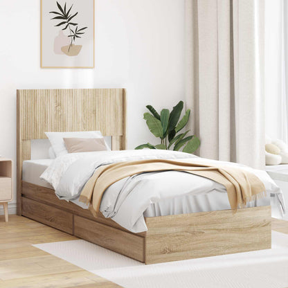 Bed Frame with Storage and Headboard Sonoma Oak 90 x 190 cm