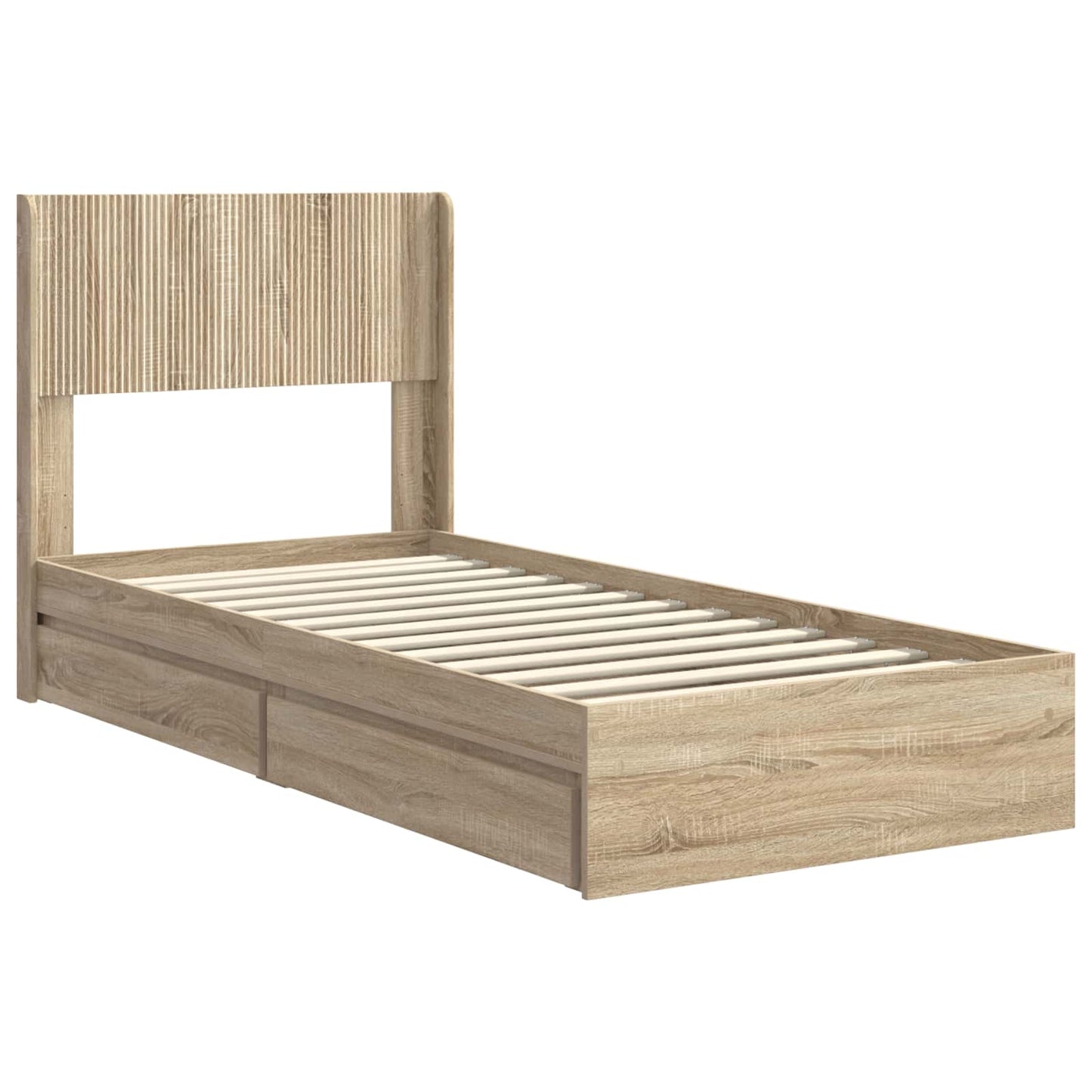 Bed Frame with Storage and Headboard Sonoma Oak 90 x 190 cm