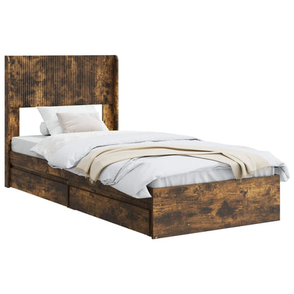Bed Frame with Storage and Headboard 2 pcs Engineered Wood