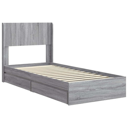 Bed Frame with Storage and Headboard Grey Sonoma 90 x 190 cm