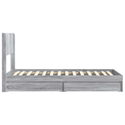 Bed Frame with Storage and Headboard Grey Sonoma 90 x 190 cm
