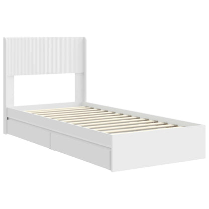 Bed Frame with Storage and Headboard White 75 x 190 cm