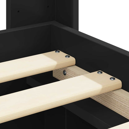 Bed Frame with Storage and Headboard Black 75 x 190 cm