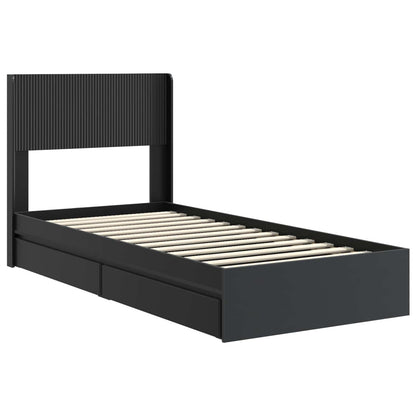 Bed Frame with Storage and Headboard Black 75 x 190 cm