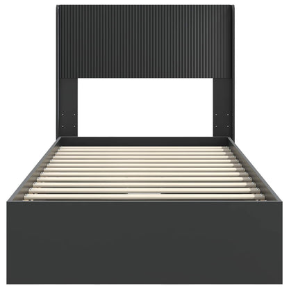 Bed Frame with Storage and Headboard Black 75 x 190 cm