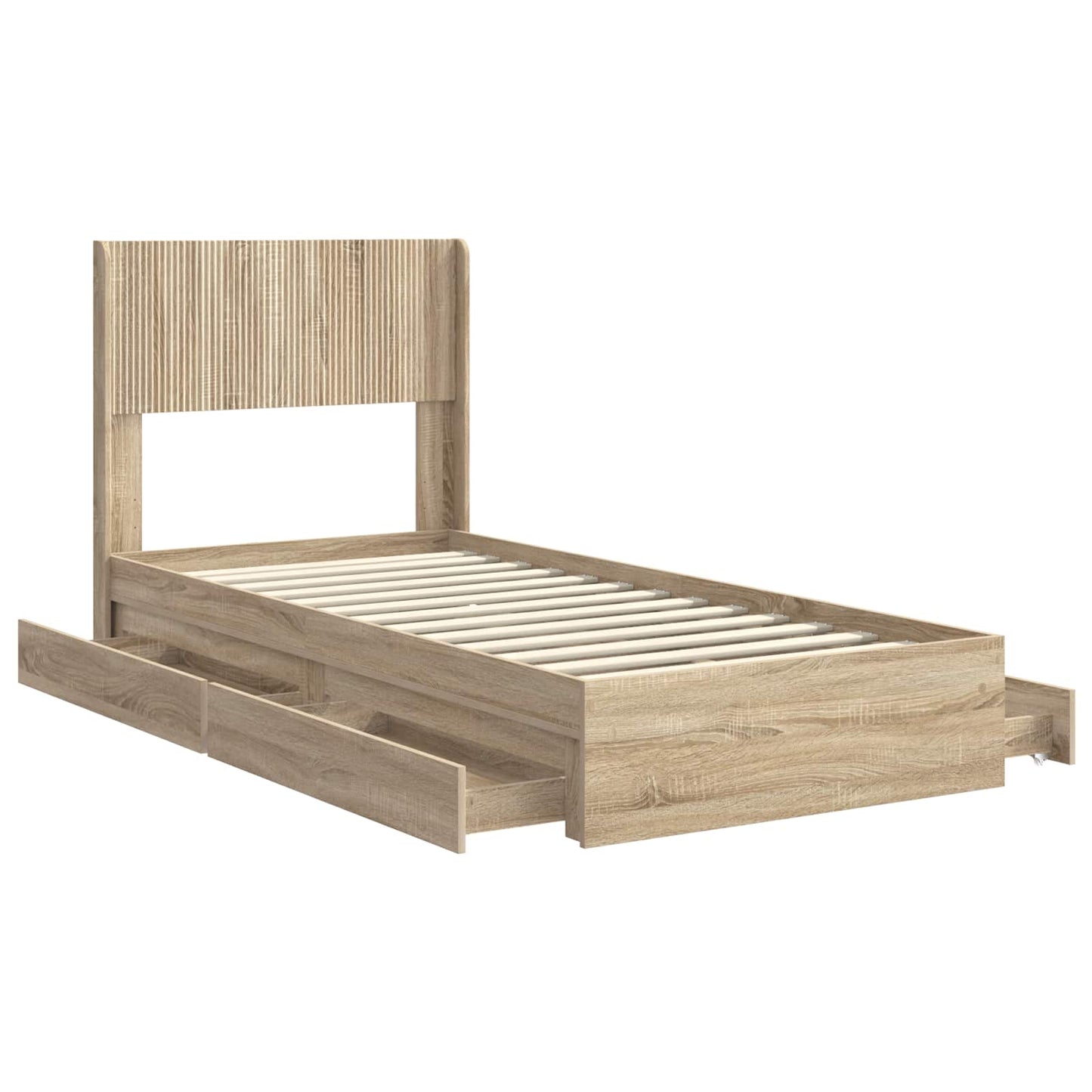 Bed Frame with Storage and Headboard Sonoma Oak 75 x 190 cm