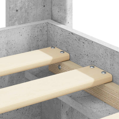 Bed Frame with Storage and Headboard Concrete Grey 75 x 190 cm