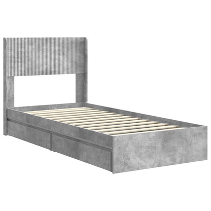 Bed Frame with Storage and Headboard Concrete Grey 75 x 190 cm