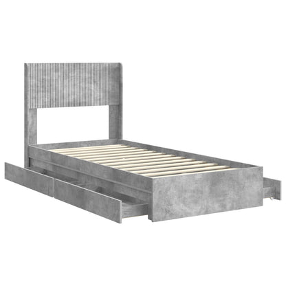 Bed Frame with Storage and Headboard Concrete Grey 75 x 190 cm