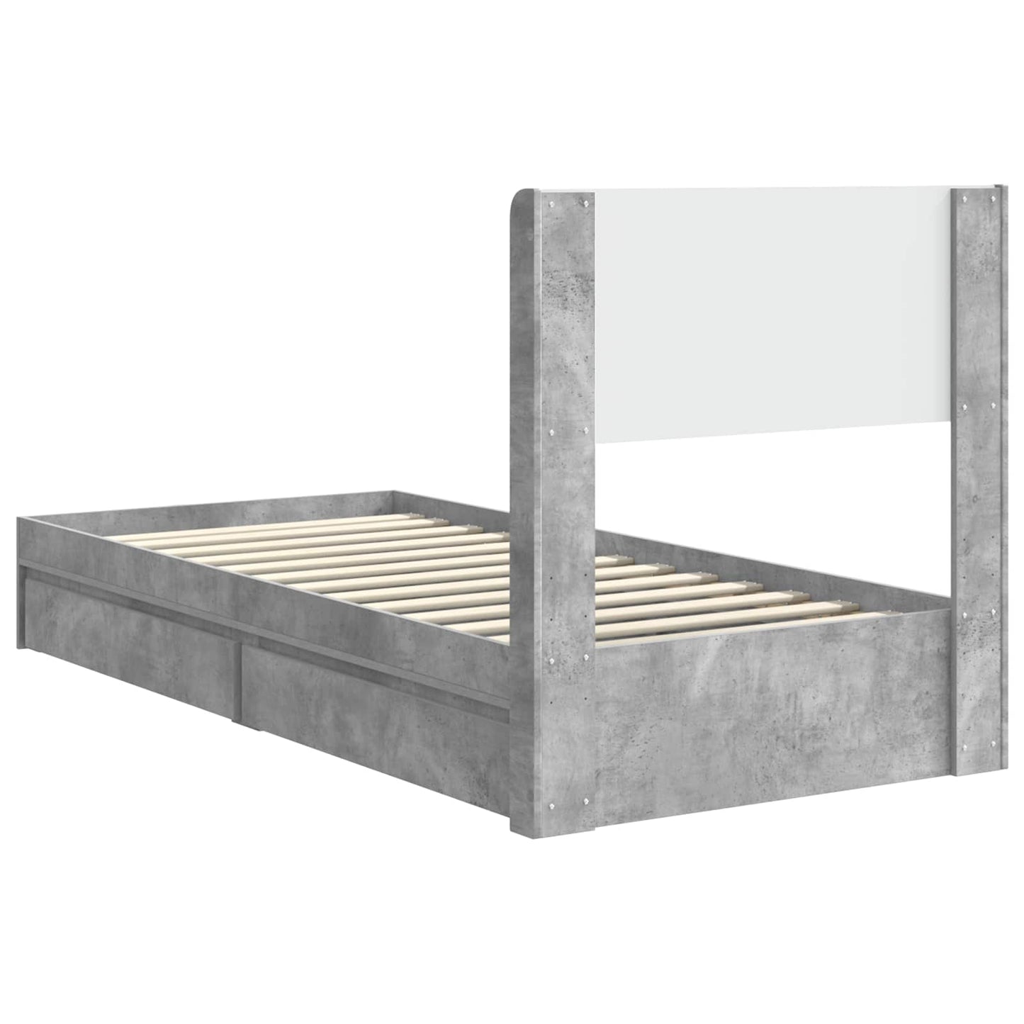 Bed Frame with Storage and Headboard Concrete Grey 75 x 190 cm
