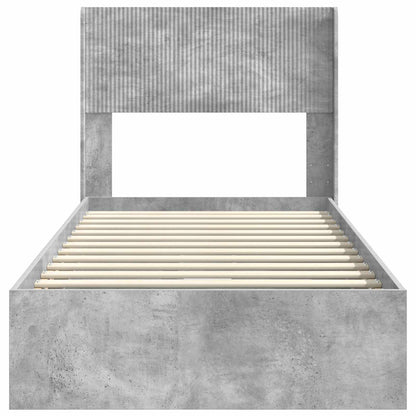 Bed Frame with Storage and Headboard Concrete Grey 75 x 190 cm