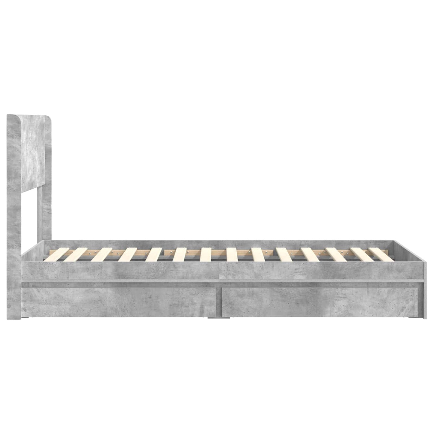 Bed Frame with Storage and Headboard Concrete Grey 75 x 190 cm