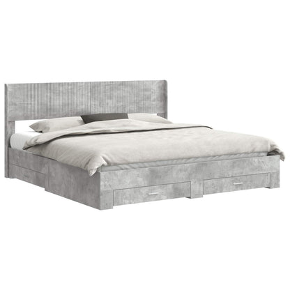 Bed Frame with Storage and Headboard Concrete Grey