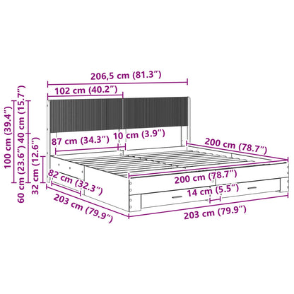 Bed Frame with Storage and Headboard Concrete Grey