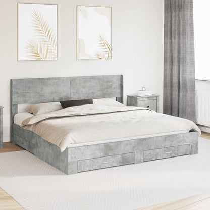 Bed Frame with Storage and Headboard Concrete Grey 180 x 200 cm