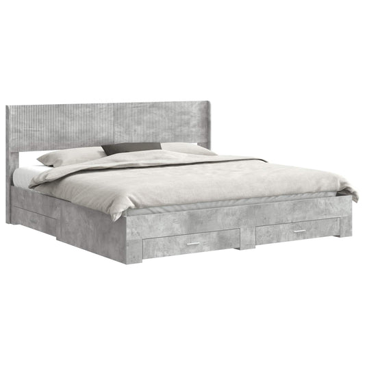 Bed Frame with Storage and Headboard Concrete Grey 180 x 200 cm