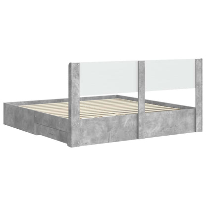 Bed Frame with Storage and Headboard Concrete Grey 180 x 200 cm