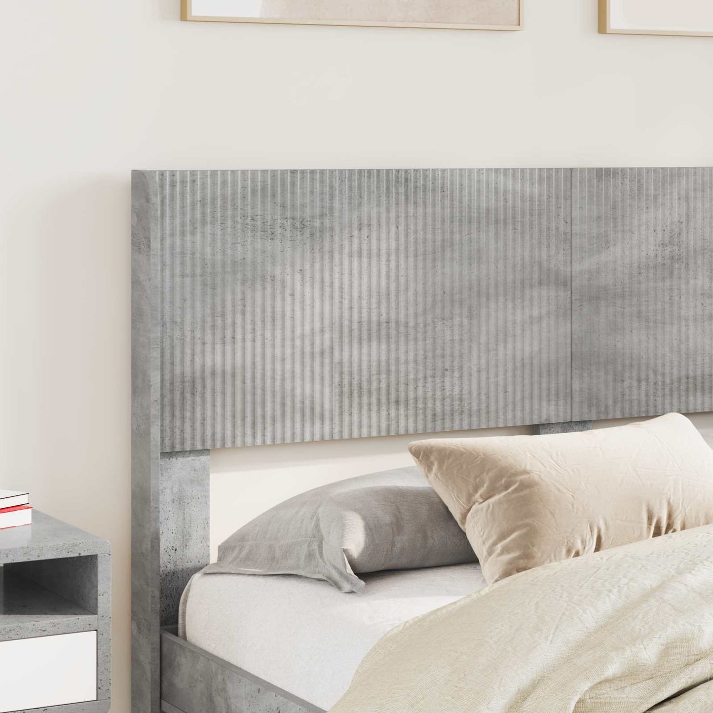 Bed Frame with Storage and Headboard Concrete Grey