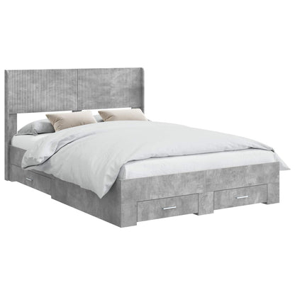 Bed Frame with Storage and Headboard Concrete Grey