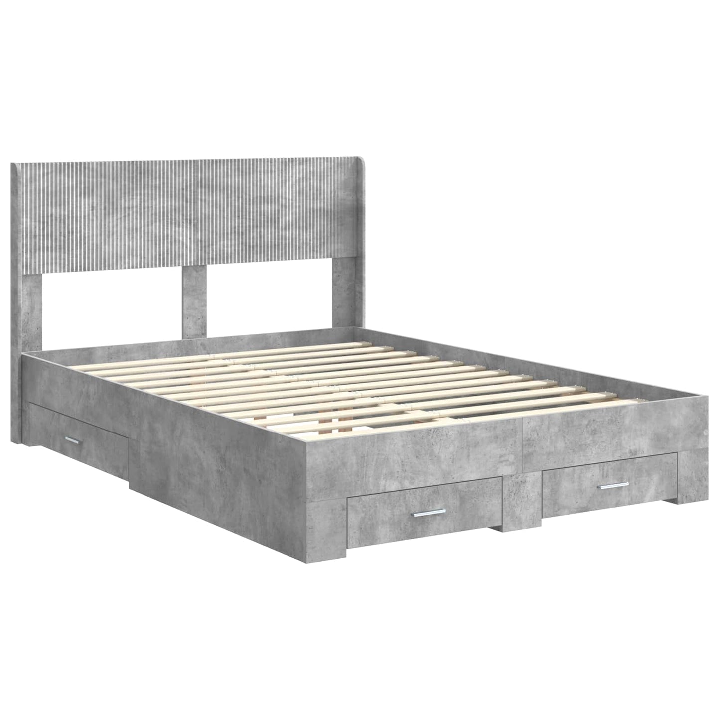 Bed Frame with Storage and Headboard Concrete Grey