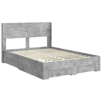 Bed Frame with Storage and Headboard Concrete Grey