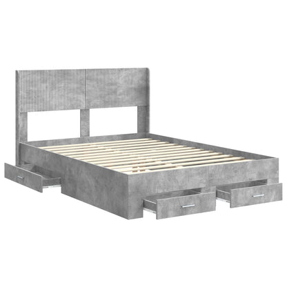 Bed Frame with Storage and Headboard Concrete Grey
