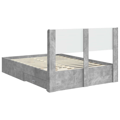 Bed Frame with Storage and Headboard Concrete Grey