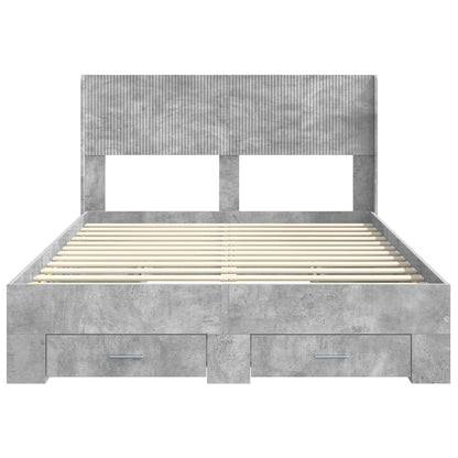 Bed Frame with Storage and Headboard Concrete Grey