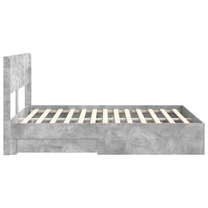 Bed Frame with Storage and Headboard Concrete Grey