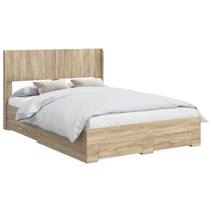 Bed Frame with Storage and Headboard Sonoma Oak 150 x 200 cm