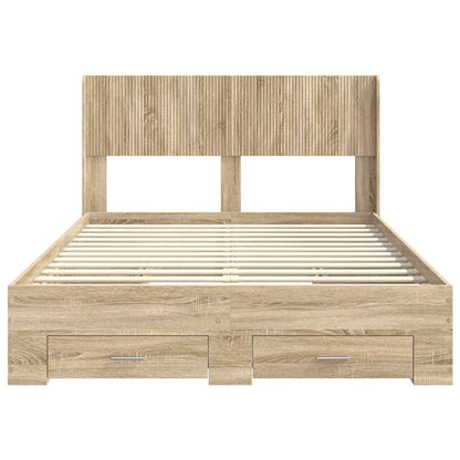 Bed Frame with Storage and Headboard Sonoma Oak 150 x 200 cm