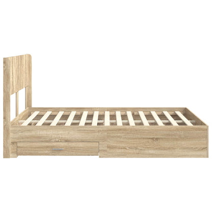 Bed Frame with Storage and Headboard Sonoma Oak 150 x 200 cm