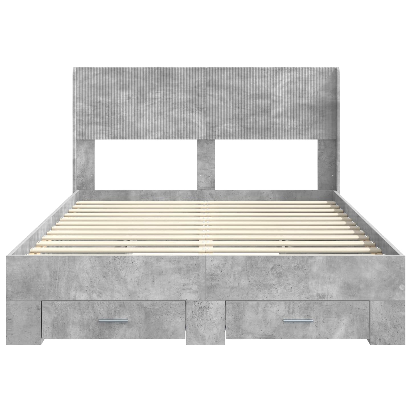 Bed Frame with Storage and Headboard Concrete Grey 140 x 190 cm