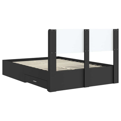 Bed Frame with Storage and Headboard Black 135 x 190 cm